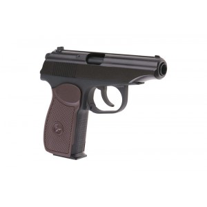 Модель пистолета ПМ, металл, цвет черный, блоу бэк, со съемным глушителем (WE)